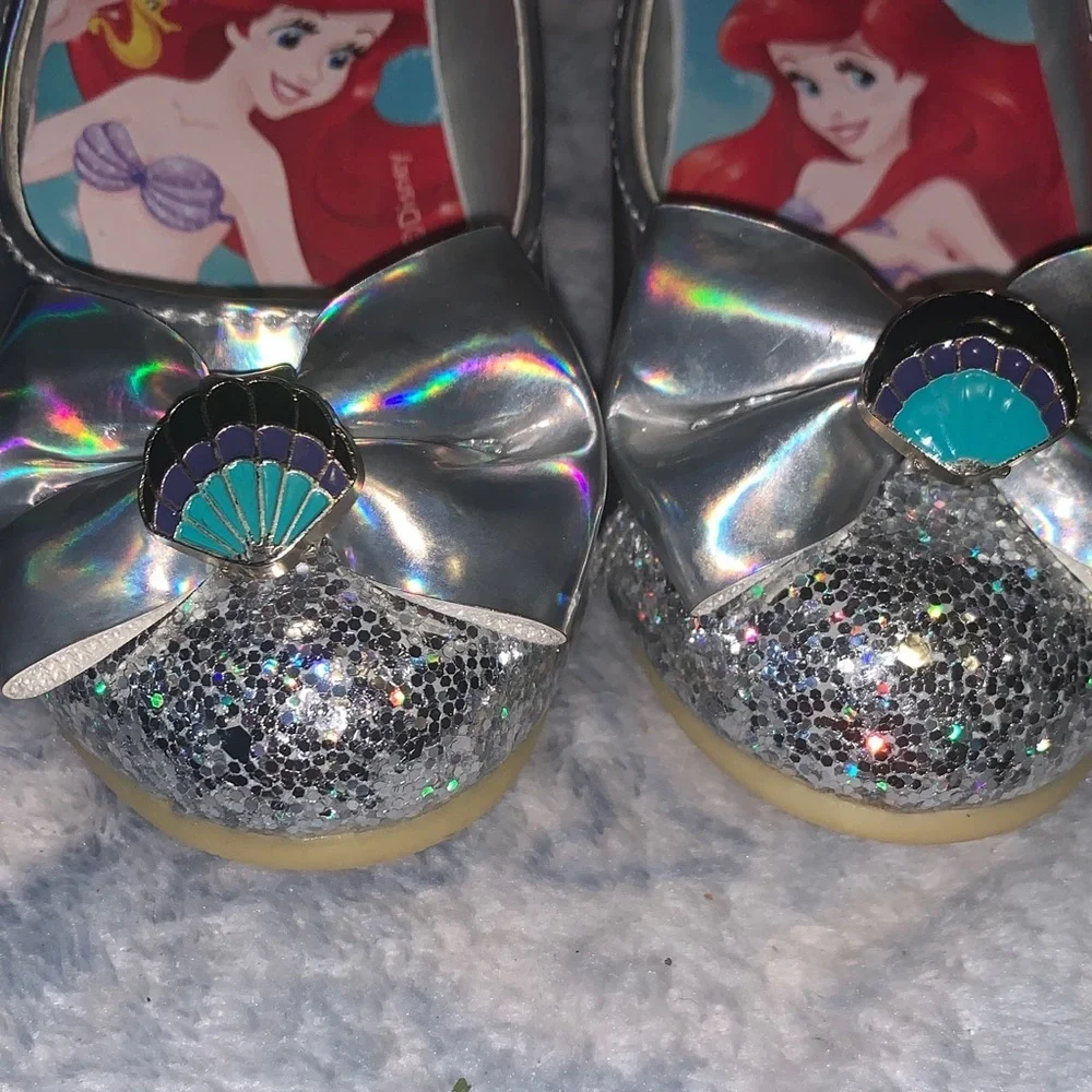 Disney Silver Glitter Ariel Kids Dress Shoes